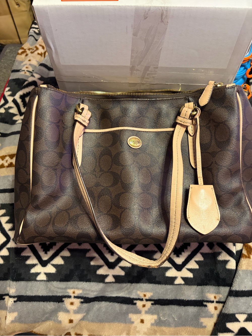 Coach Preloved Peyton Double Zip Carryall Signature Shoulder